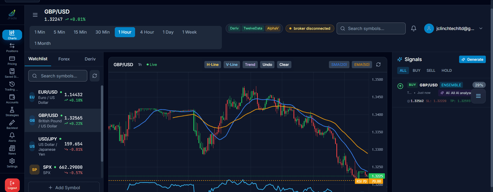 Jrade AI trading platform preview